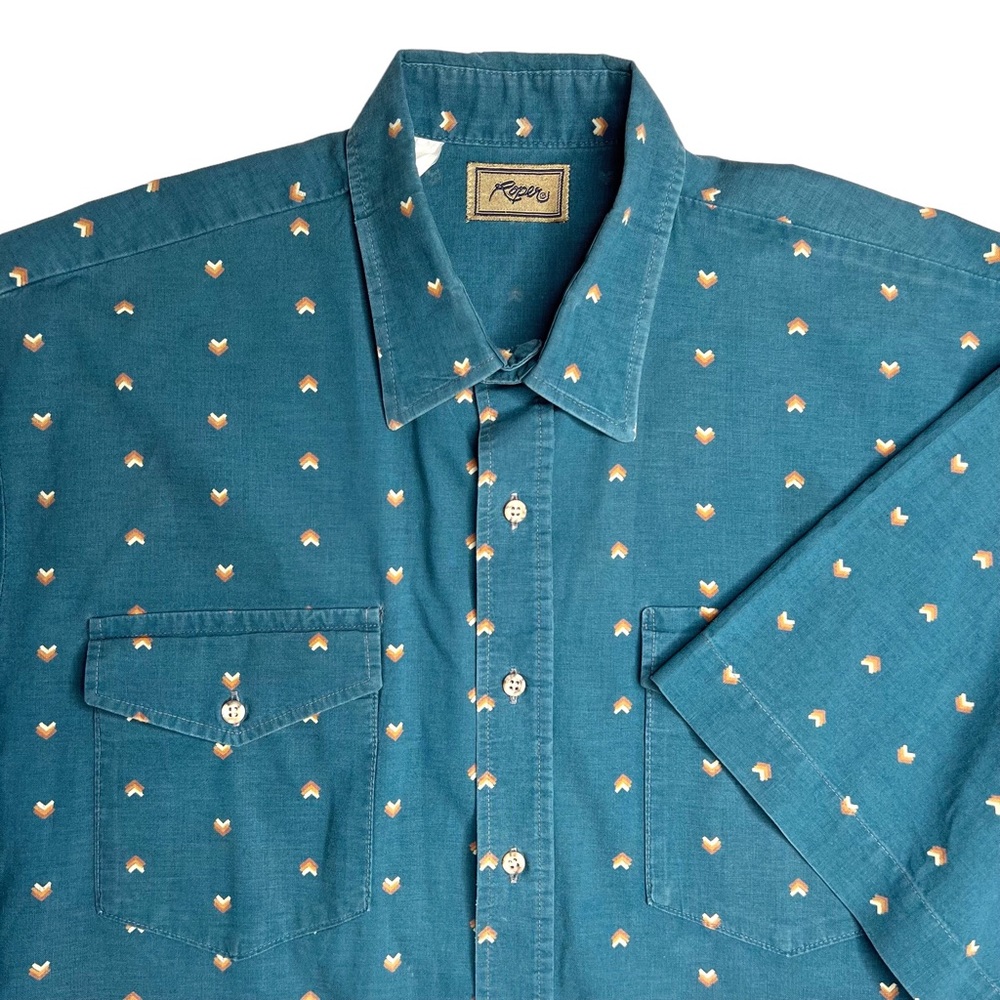 Vintage Roper Western Short Sleeve Shirt Cowboy Rodeo Rockabilly Ranch Grunge XL